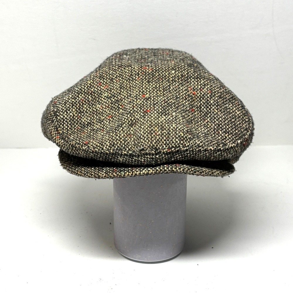 Newsboy Cap Mens Small Grey Tweed Vintage Union Made USA Hat Preppy Casual